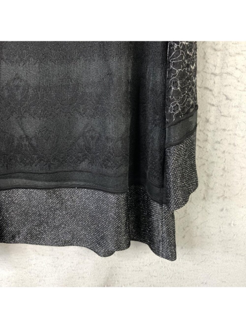 St. John Tunic Blouse Womens XL Black Lace Metallic Floral Bell Sleeve Party - Picture 14 of 16